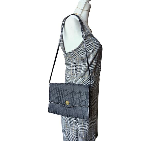 Christian Dior Trotter Canvas Crossbody Bag with Leather Trim Strap Vintage - Picture 11 of 14